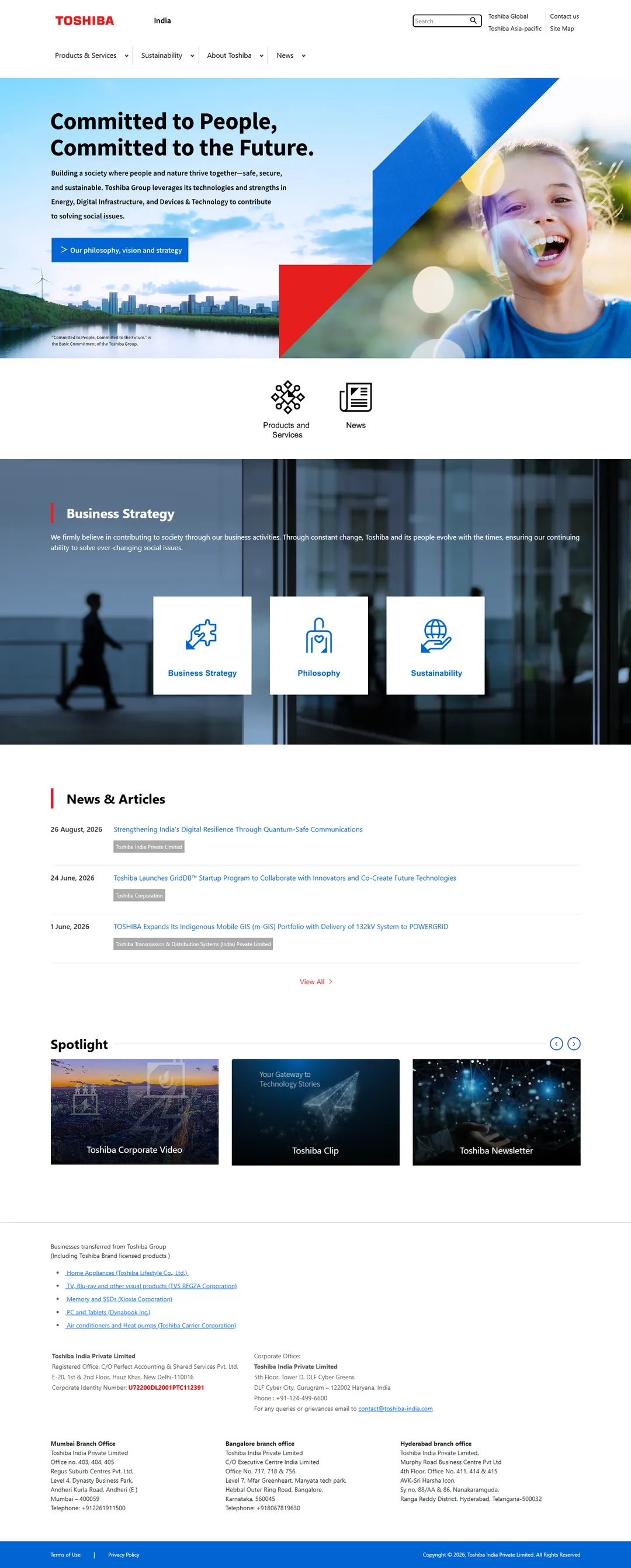 Toshiba India website designed by Needle Ads
